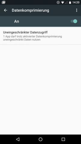 Die neue Datenkomprimierung von Android N komprimiert im Grunde nichts - sie sorgt stattdessen für eine Beschneidung der Hintergrunddaten. (Screenshot: Golem.de)