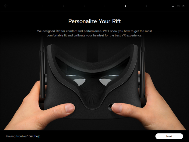 Einrichtung des Rift CV1 (Screenshot: Golem.de)