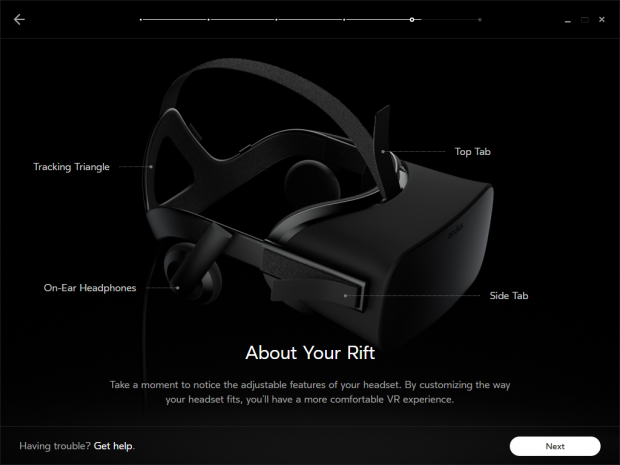 Einrichtung des Rift CV1 (Screenshot: Golem.de)