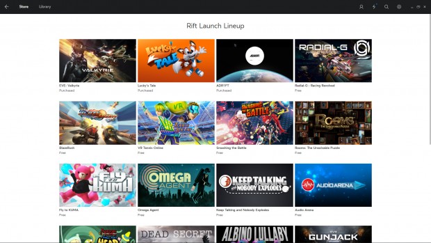 Übersicht #1 der Launch-Titel im Oculus Store (Screenshot: Golem.de)