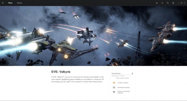 Eve Valkyrie f&auml;llt in die Kategorie 'Intense'. (Screenshot: Golem.de)