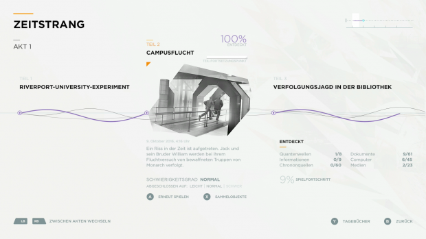 Bereits absolvierten Kapitel können wir erneut besuchen, um alle Extras zu finden. (Screenshot: Golem.de)