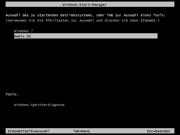 Der Bootloader Grub wird &uuml;ber einen Eintrag im Startmen&uuml; von Windows aufgerufen. (Screenshot: J&ouml;rg Thoma)