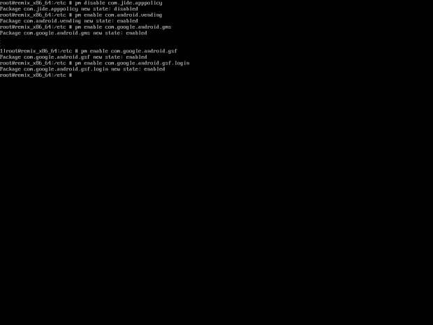 Im Root-Terminal sorgen diese Befehle daf&uuml;r, dass Googles Dienste aktiviert werden. (Screenshot: J&ouml;rg Thoma)