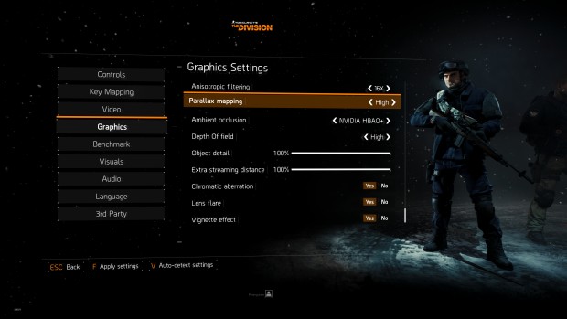 Grafikmen&uuml; von The Division (Screenshot: Marc Sauter/Golem.de)
