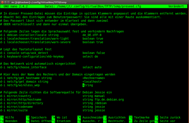 Mit unserer Beispieldatei l&auml;sst sich Debian Jessie ohne Zutun einrichten. (Screenshot: J&ouml;rg Thoma)
