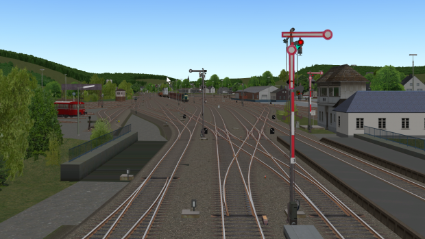 Ausfahrt aus einem Bahnhof. (Screenshot: Zusi Bahnsimulatoren)