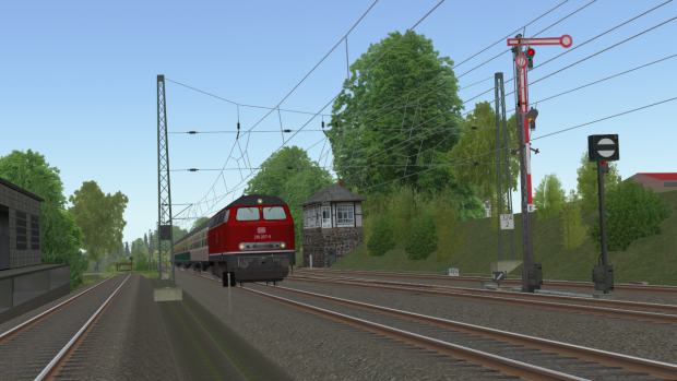 Baureihe 218 im Personenverkehr in Grebenstein (Screenshot: Zusi Bahnsimulatoren)