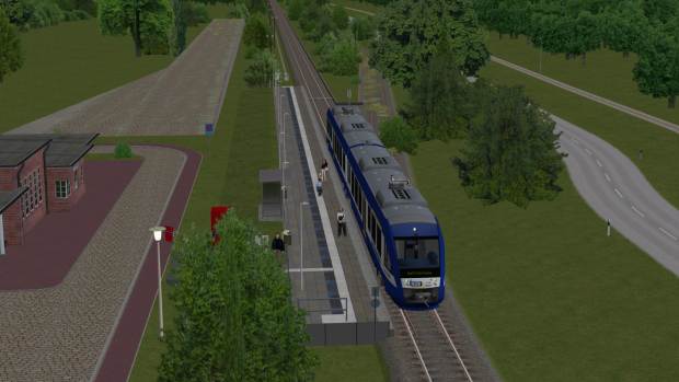 Auf Nebenbahnen genießt man eher die Landschaft. (Screenshot: Zusi Bahnsimulatoren)