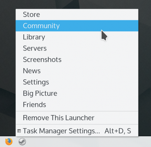 Die sogenannten Sprunglisten, hier f&uuml;r Steam. (Bild: KDE - CC-BY 3.0)