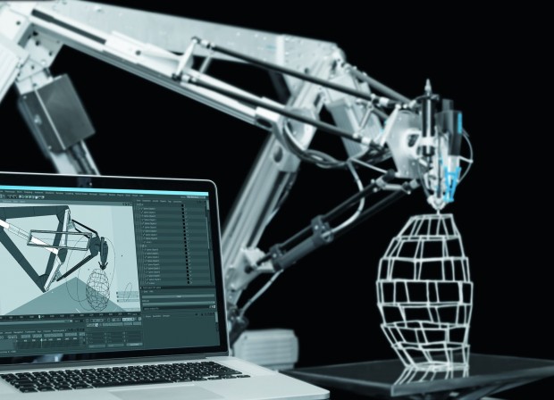 Die Struktur wird am Computer entworfen. Die Software steuert den Arm direkt an, das Verfahren kommt ohne Slicer aus. (Foto: Festo)