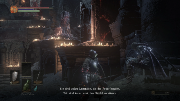 Auf der Treppe klagt ein anderer Ritter von seinem Leid... (Screenshot: Golem.de)
