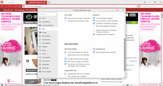 ... sind sehr umfangreich. (Screenshot: Golem.de)