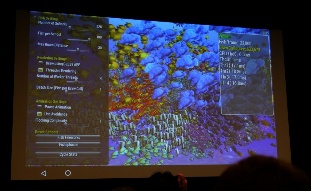 Fish-Demo mit Vulkan (Foto: Marc Sauter/Golem.de)