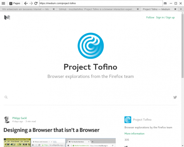 Noch ist die Oberfläche des Projekt Tofino sehr übersichtlich. (Screenshot: Golem.de)