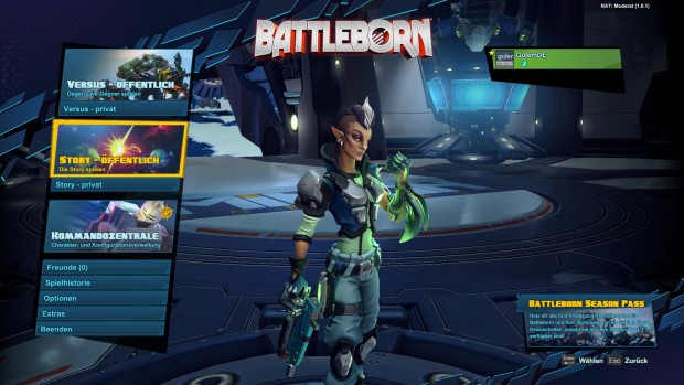 Das Hauptmenü mit der gerade ausgewählten Heldin Mellka. (Screenshot: Golem.de)