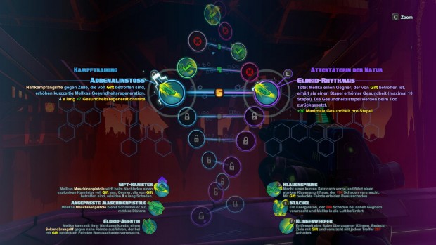 In einer Art Helix können wir in jeder Partie neu die Fähigkeiten verbessern. (Screenshot: Golem.de)