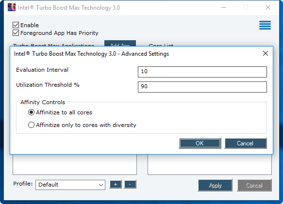 Erweiterte Optionen (Bild: Intel)