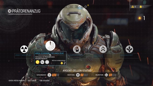 Durch sammelbare Gegenstände können wir unsere Rüstung im Spielverlauf optimieren. (Screenshot: Golem.de)
