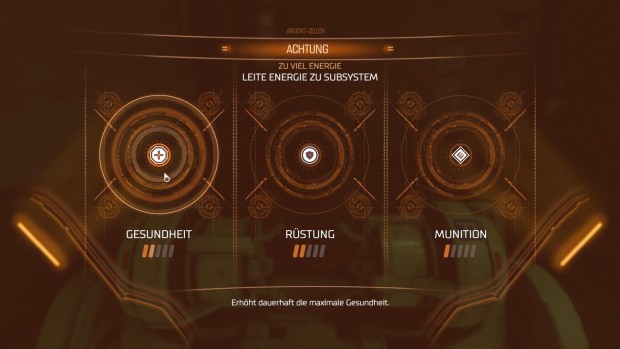 Mehr Lebenspunkte oder Munitionsplatz: Ab und dürfen wir das bestimmen. (Screenshot: Golem.de)