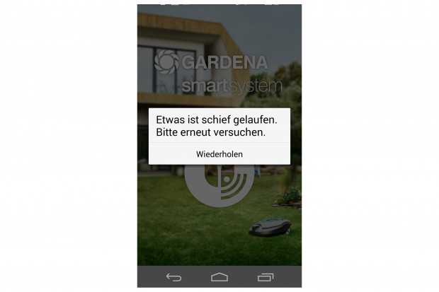 Gibt es Probleme mit der Internetverbindung, geht beim Gardena Smart Garden gar nichts mehr. (Screenshot: Golem.de)