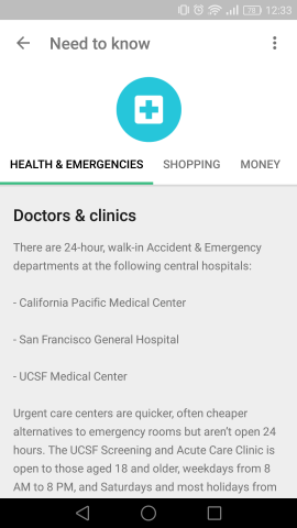 Zusätzlich gibt es hilfreiche Informationen zu Krankenhäusern und Notdiensten. (Screenshot: Golem.de)