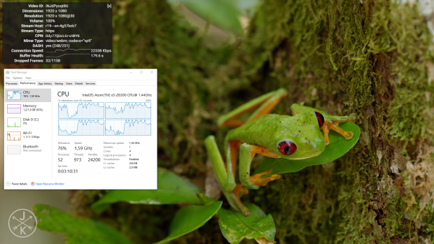 VP9-codierte Videos haben selbst in 1080p leichte Probleme. (Screenshot: Golem.de)