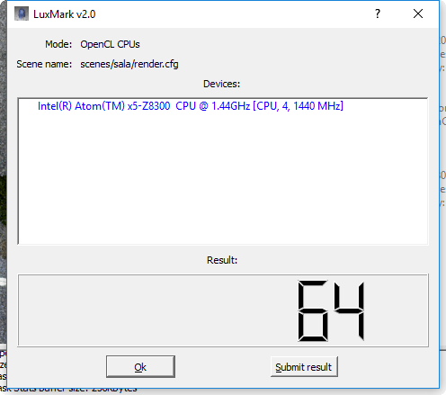 Luxmark v2 Sala, CPU (Screenshot: Golem.de)