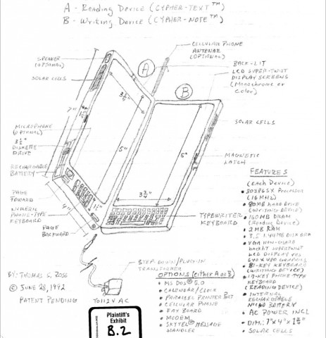 Konzeptzeichnung aus dem Patent von Thomas S. Ross (Quelle: Klageschrift von Thomas S. Ross)