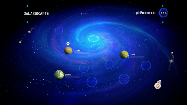 Auf der Sternenkarte wählen wir den nächsten Einsatz aus. (Screenshot: Golem.de)