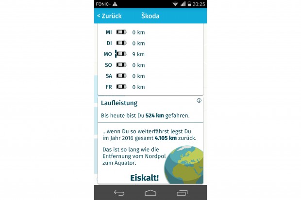 Die Fahrleistungen werden von der App zusammengefasst und nach bestimmten Kriterien sortiert. (Screenshot: Golem.de)