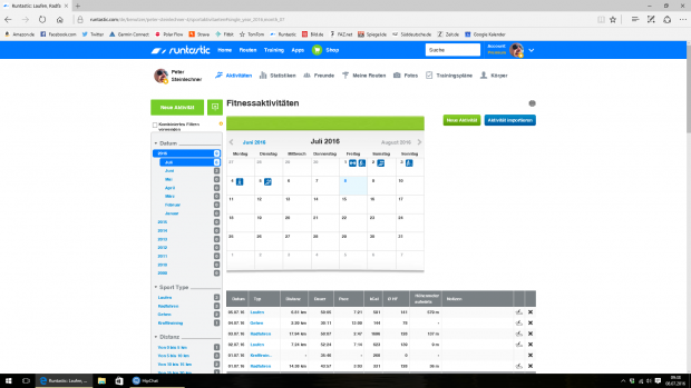 Im Kalender von Runtastic sind alle Einheiten verzeichnet. (Screenshot: Golem.de)