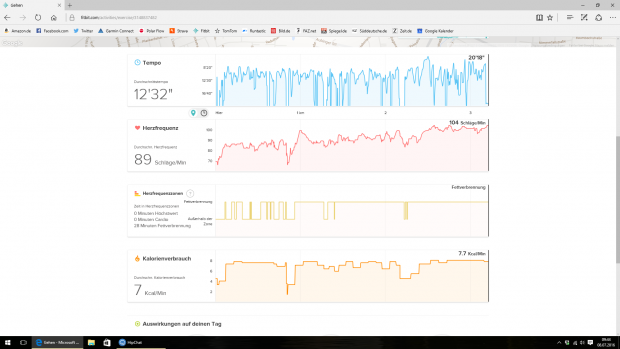 Bei den Statistiken zeigt Fitbit eigentlich dreimal die gleichen Daten in unterschiedlichen Formaten an - überflüssig. (Screenshot: Golem.de)