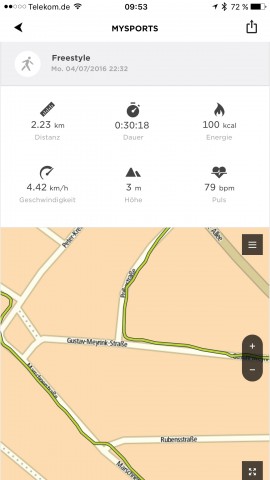 In der App von Tomtom Mysports sind die Trainigs nat&uuml;rlich auch verzeichnet. (Screenshot: Golem.de)