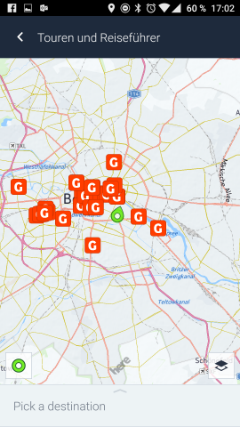 Dank der Kooperation mit Getyourguide zeigt Here WeGo Sehenswürdigkeiten und Touren an. Über die Nearby-Funktion lassen sich POIs in der Umgebung anzeigen. (Screenshot: Golem.de)