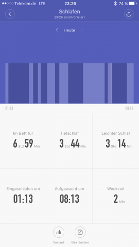 Die Schlafmessung funktioniert gut. (Screenshot: Golem.de)