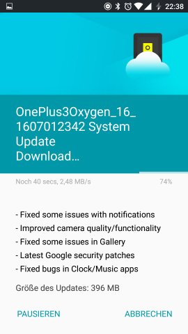 Das Changelog des Updates (Screenshot: Golem.de)