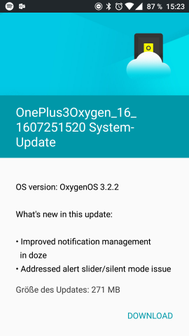 Das Changelog von Oxygen OS 3.2.2 (Screenshot: Golem.de)