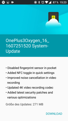 Das Changelog von Oxygen OS 3.2.2 (Screenshot: Golem.de)