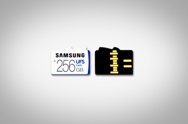 UFS-Card mit 256 GByte - man beachte die Pins! (Bild: Samsung)