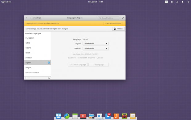 Das Kontrollzentrum fordert zur Nachinstallation von Sprachpaketen auf. (Bild: Screenshot Valentin Höbel)