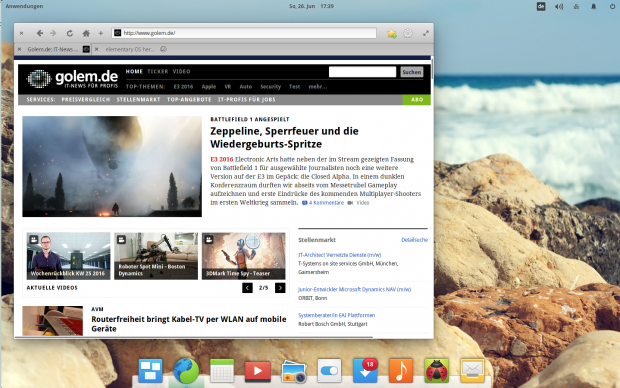 Epiphany bzw. Web ist der neue Standardbrowser (Bild: Screenshot Valentin Höbel)