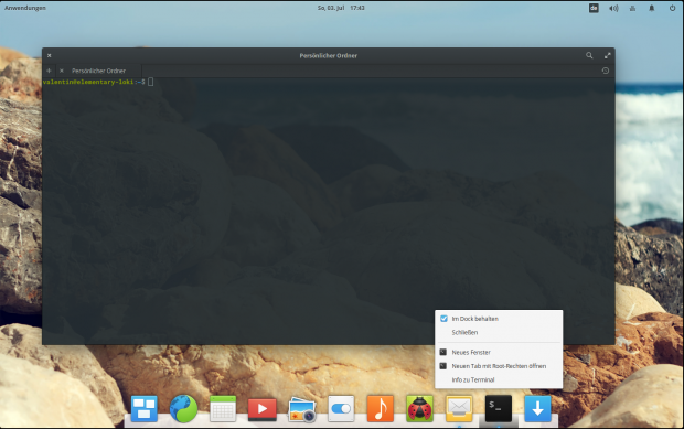 Das Terminal sieht gewohnt schick aus. (Bild: Screenshot Valentin Höbel)