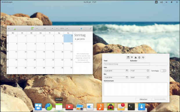 Der Kalender ist sehr schlicht gehalten. (Bild: Screenshot Valentin Höbel)