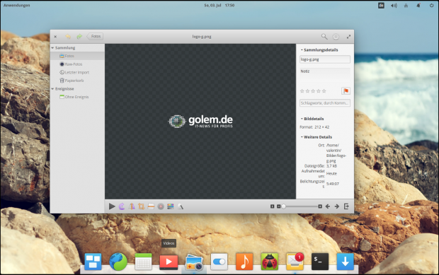 Die Anwendung Fotos kann Bilder darstellen und rudimentär bearbeiten. (Bild: Screenshot Valentin Höbel)