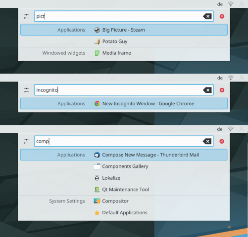 Die Sprunglistenaktionen in Krunner (Bild: KDE)