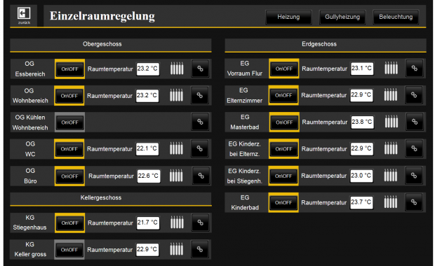 Bei einer Ferienwohnung in Österreich konnten wir die Temperatur und andere Einstellungen verändern. (Screenshot: Golem.de)