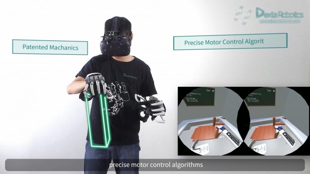 Kleine Motoren lassen den Nutzer einen Widerstand beim Ergreifen fühlen. (Bild: Dexta Robotics)