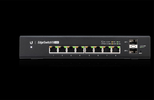 Für die Außenanbindung bieten sich die SFP-Schächte an. (Bild: Ubiquiti Networks)