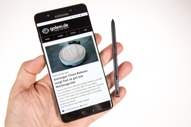 Das Galaxy Note 7 mit dem S Pen (Bild: Tobias Költzsch/Golem.de)